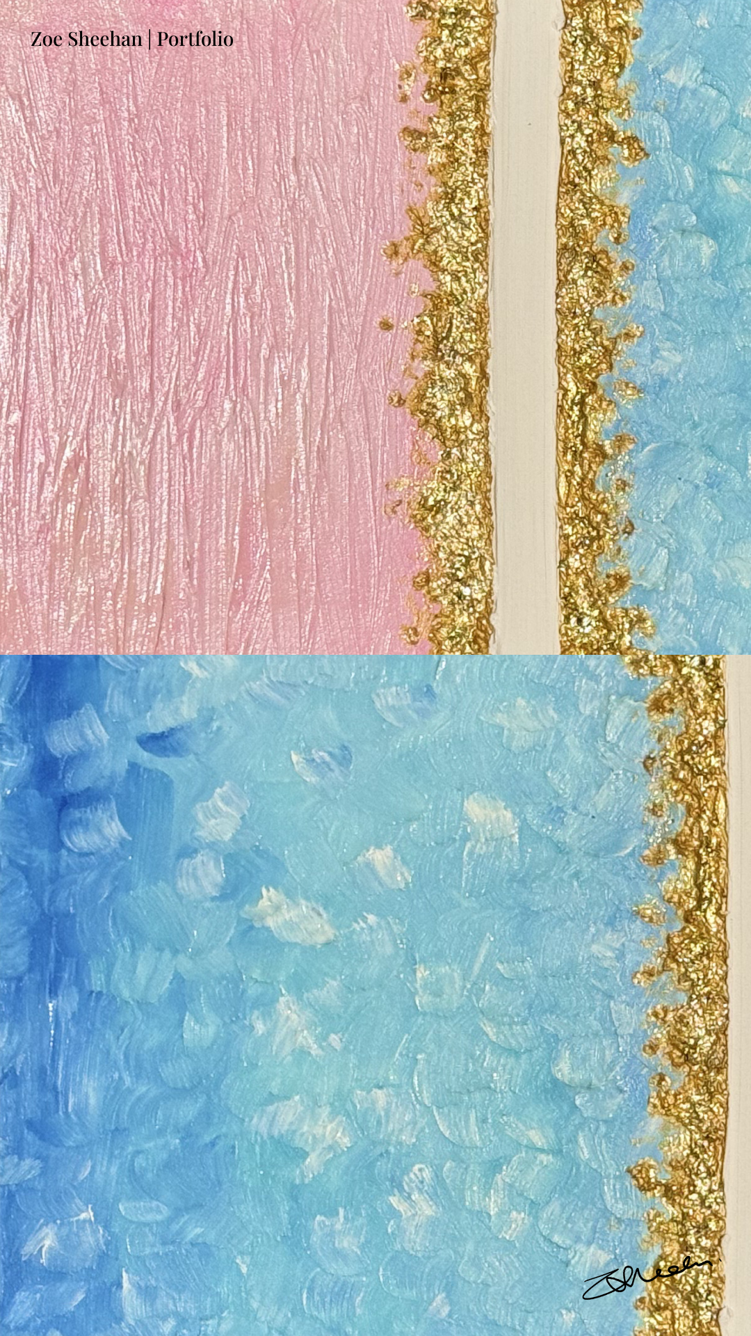 Pink Lake WA on Canvas - Textured Art, Gold Leaf & Acrylic