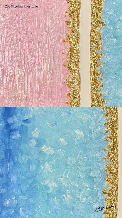 Pink Lake WA on Canvas - Textured Art, Gold Leaf & Acrylic