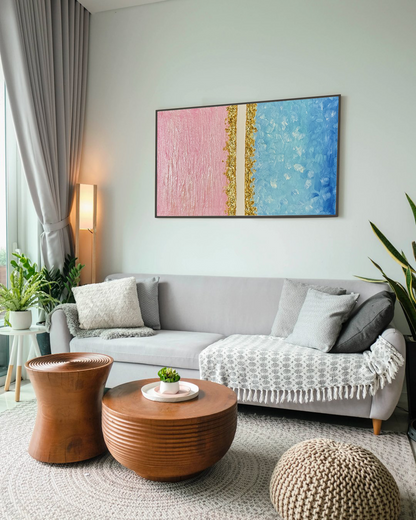 Pink Lake WA on Canvas - Textured Art, Gold Leaf & Acrylic